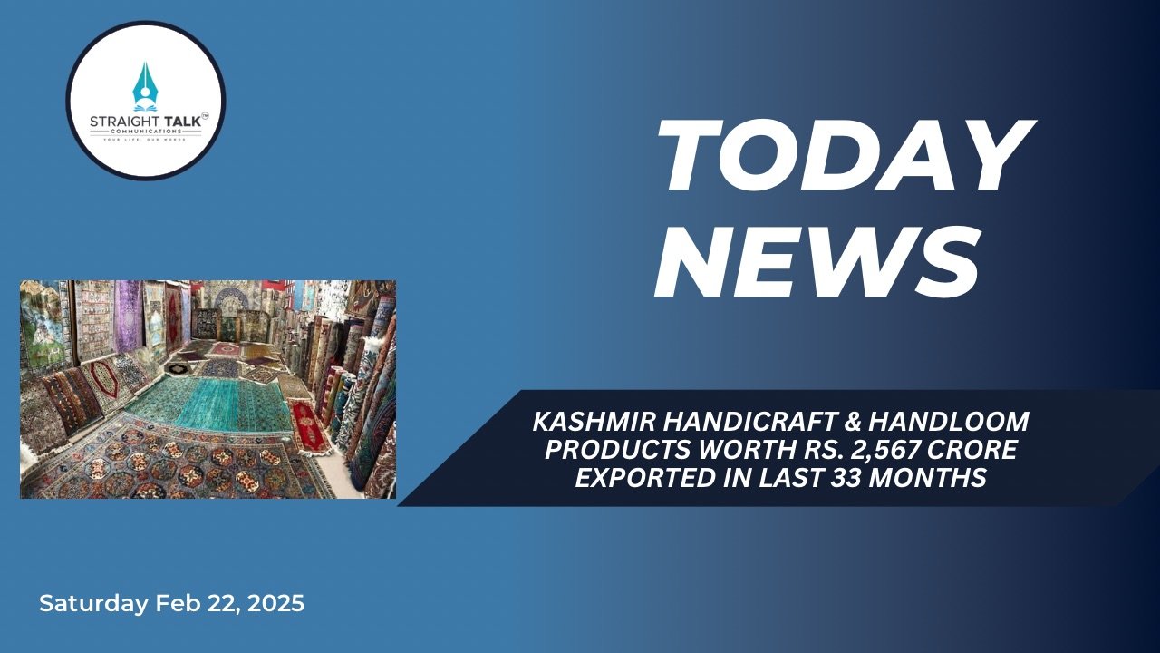 Kashmir handicraft & handloom products worth Rs. 2,567 crore exported in last 33 months